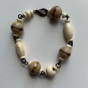 Neutral tone beaded bracelet, 8”